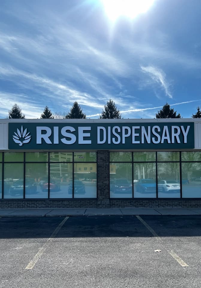 Exterior of RISE Whitehall OH recreational & medical marijuana dispensary in Ohio